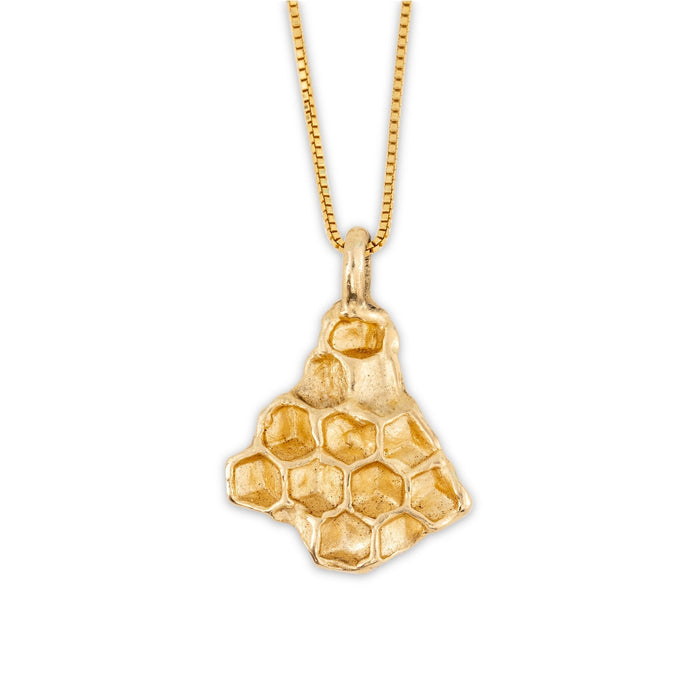 Gold Plated Honeycomb Pendant Necklace Samuel Valensky Jewelry   