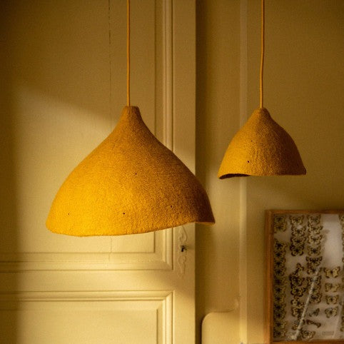 Plain Wide Tipi Lampshade, Gold Pendant Light Muskhane   